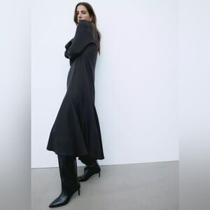 Black Lyocell-blend satin Maxi dress SZ M